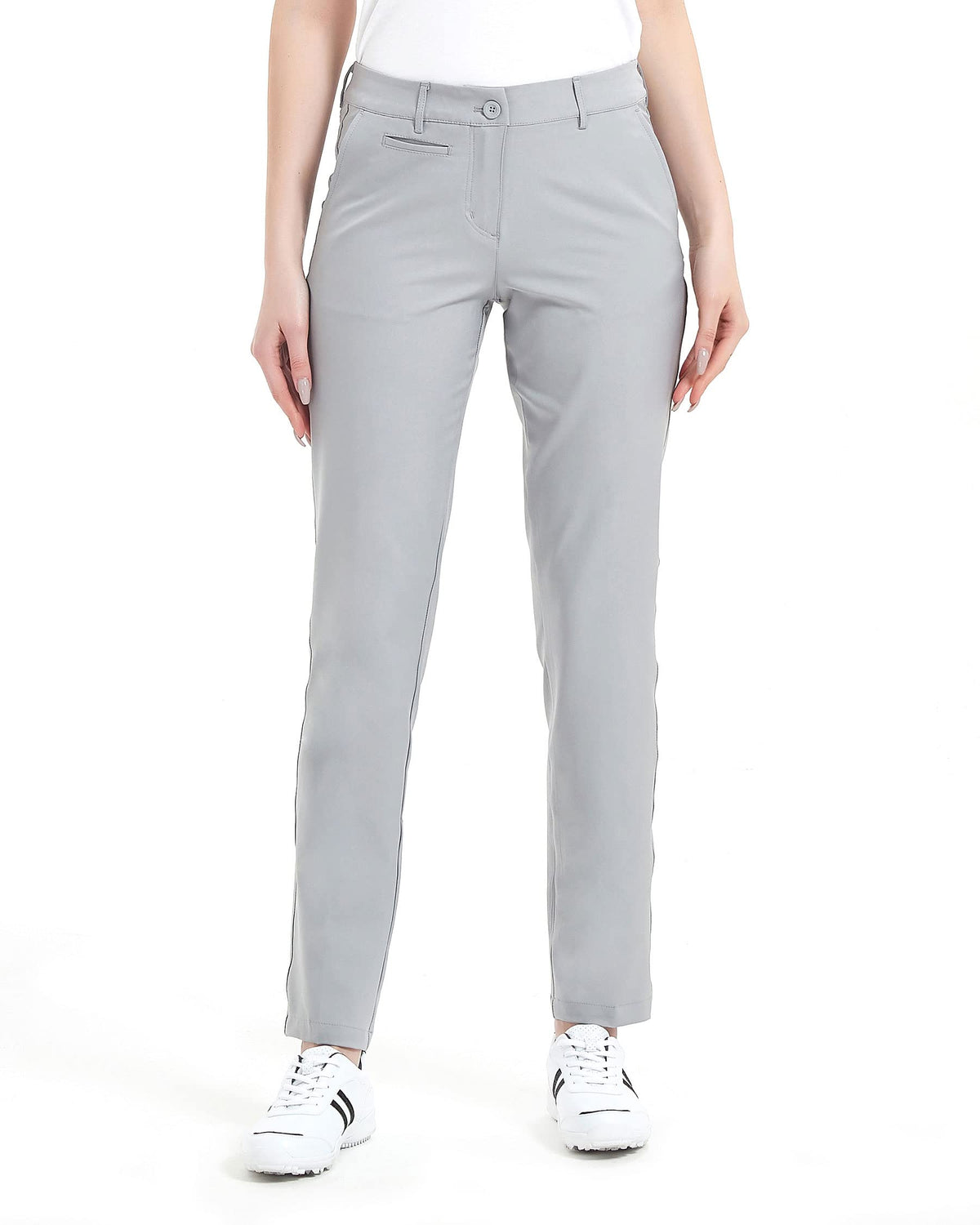 Lesmart women's golf pants show stretch fabric for flexible swings and all-day comfort.