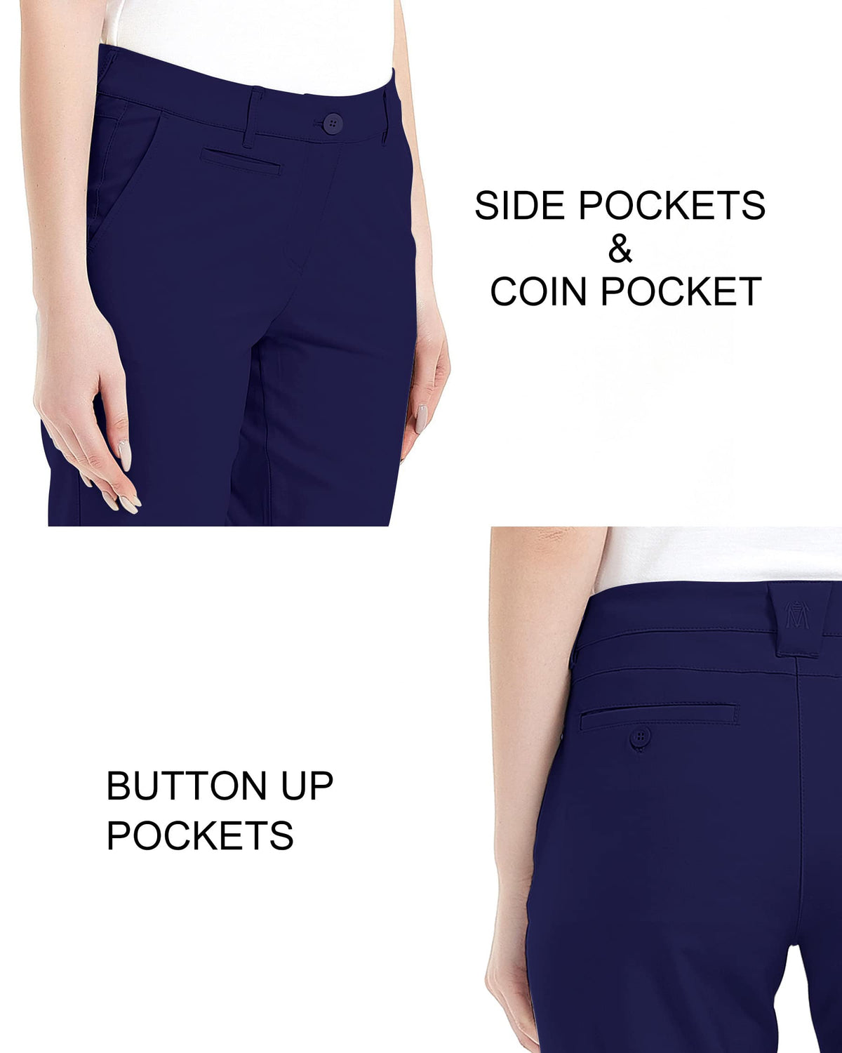 Lesmart women's golf pants in action, lightweight and breathable for outdoor play.
