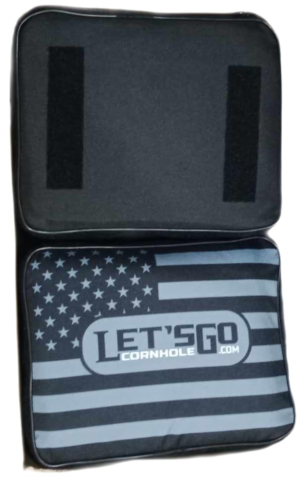 LETS GO CORNHOLE ZUCUSHY 3-inch foam detail showing thick padding