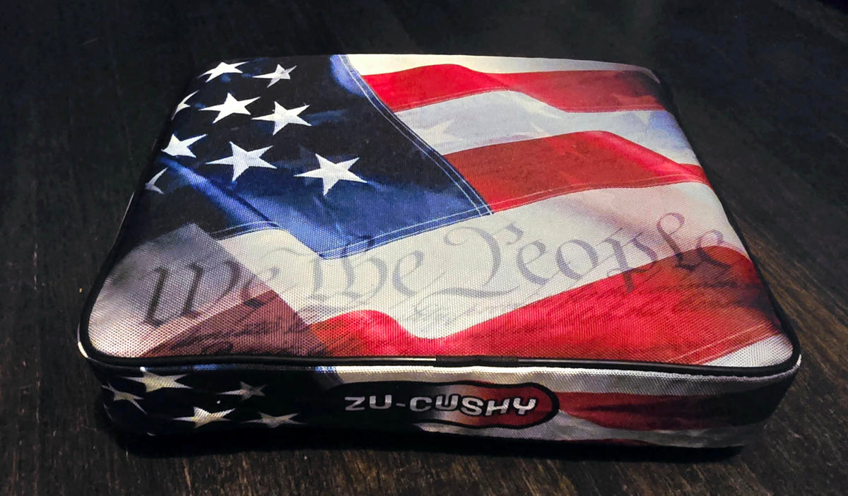 LETS GO CORNHOLE ZUCUSHY peel-and-stick attachment for quick setup.