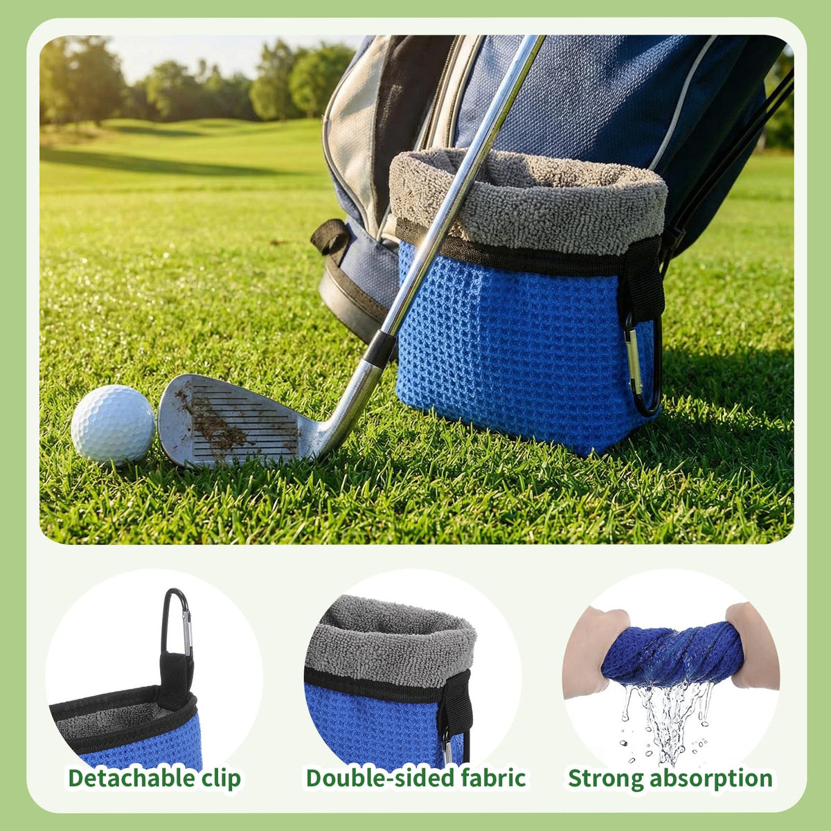 Lewtemi clip securely attaches towel to golf bag.