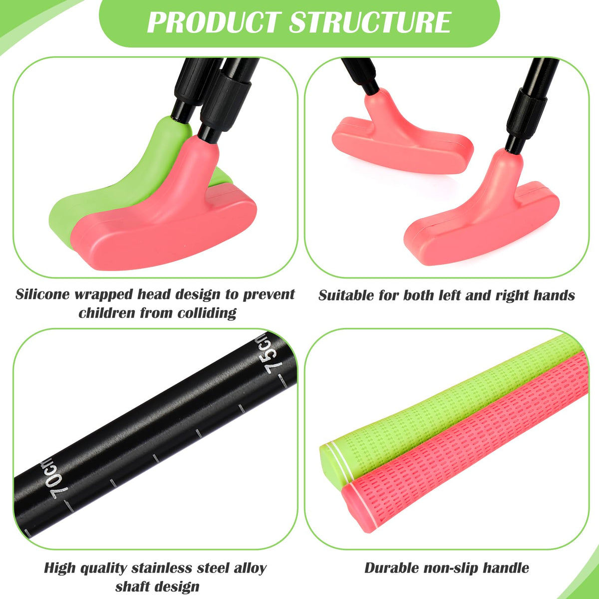 Leyndo rubber-grip putter head with silicone protection for durability.