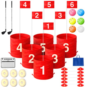 LHPY 6-holes backyard golf set ready for daytime or night play