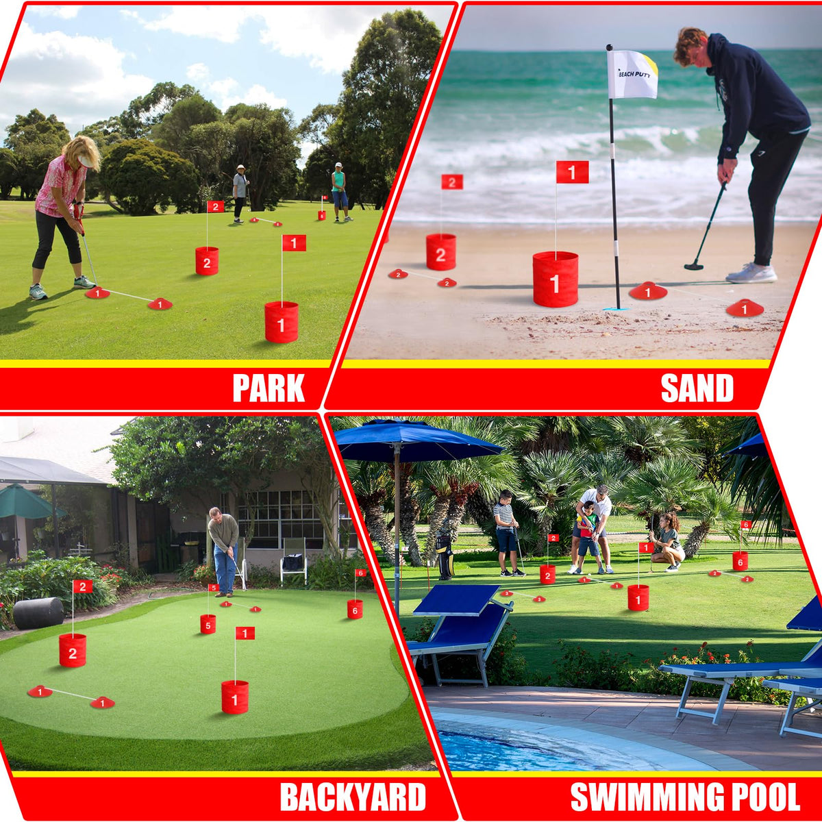 LHPY golf balls and tees for quick setup and casual fun