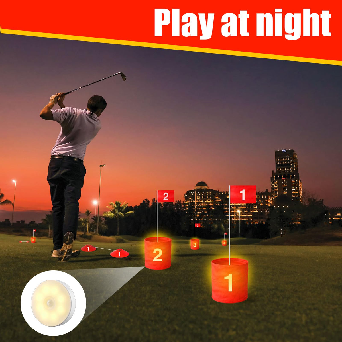 LHPY LED hole lights illuminate targets for evening practice