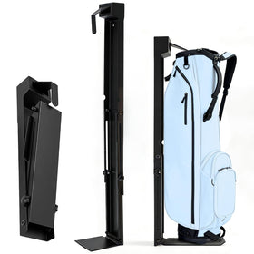 LHPY wall-mount golf bag stand with foldable design saves floor space.