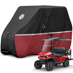LI LIBZAKI golf cart cover front view protects varnish from rain and sun.