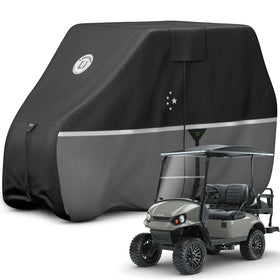 LI LIBZAKI golf cart cover front view highlights universal fit and weather protection.