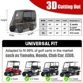 LI LIBZAKI golf cart cover side view highlights durable 600D fabric.