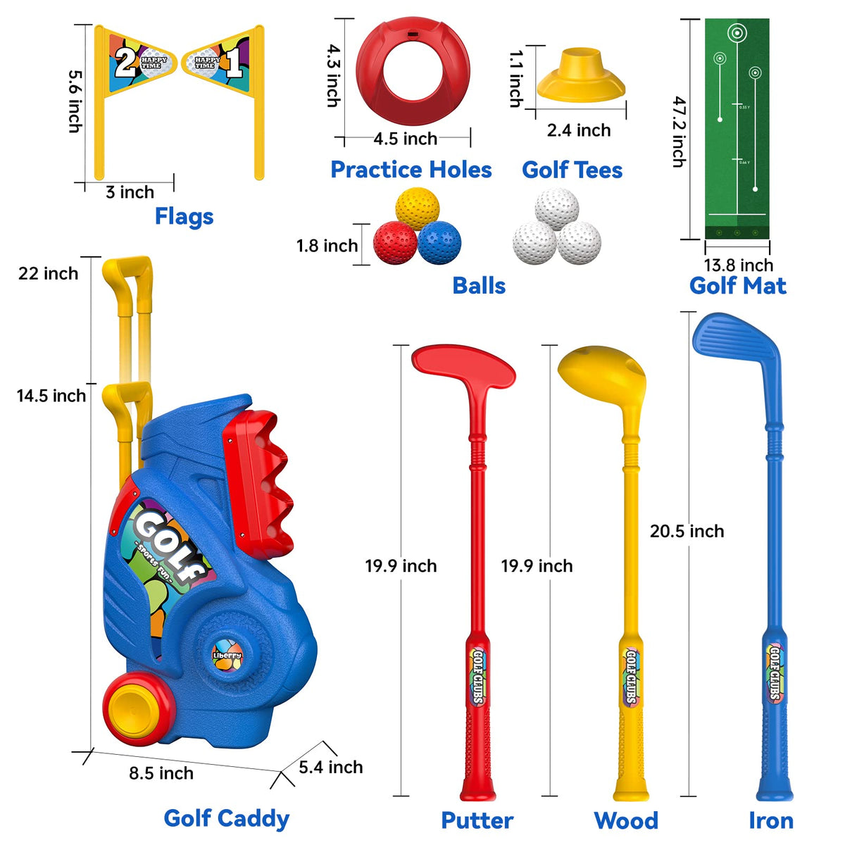 Liberry colorful durable toddler golf clubs encourage outdoor exploration.