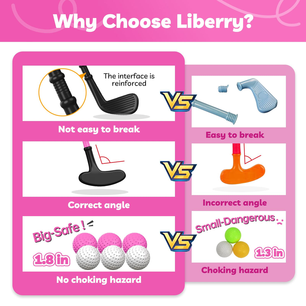 Liberry wood golf club for toddlers, lightweight and safe for practice