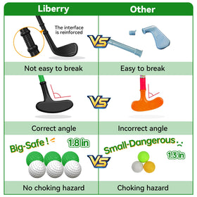 Liberry toddler golf clubs designed for small hands and natural swing motion.