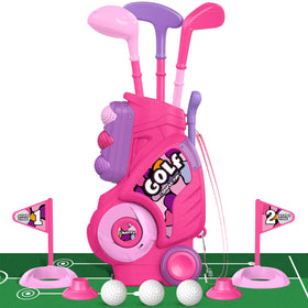 Liberry toddler golf cart in pink with adjustable strap for easy carrying and storage