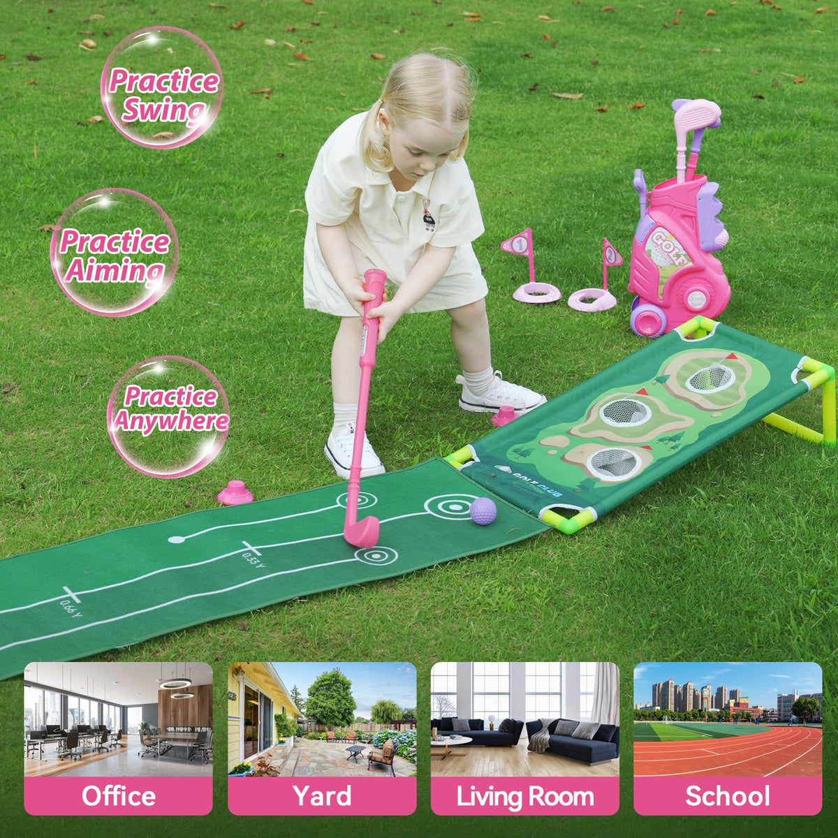 Three child-friendly Liberry clubs offer balanced handles for small hands.