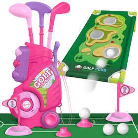 Liberry toddler golf cart with retractable handle for easy transport.