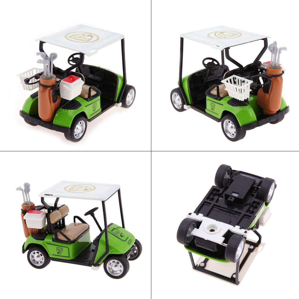 Colorful 1:32 scale mini golf carts in red blue white yellow for gifts