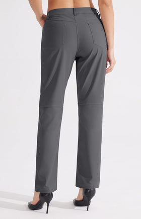 Libin elastic waistband with zip and button provides secure, comfortable fit.