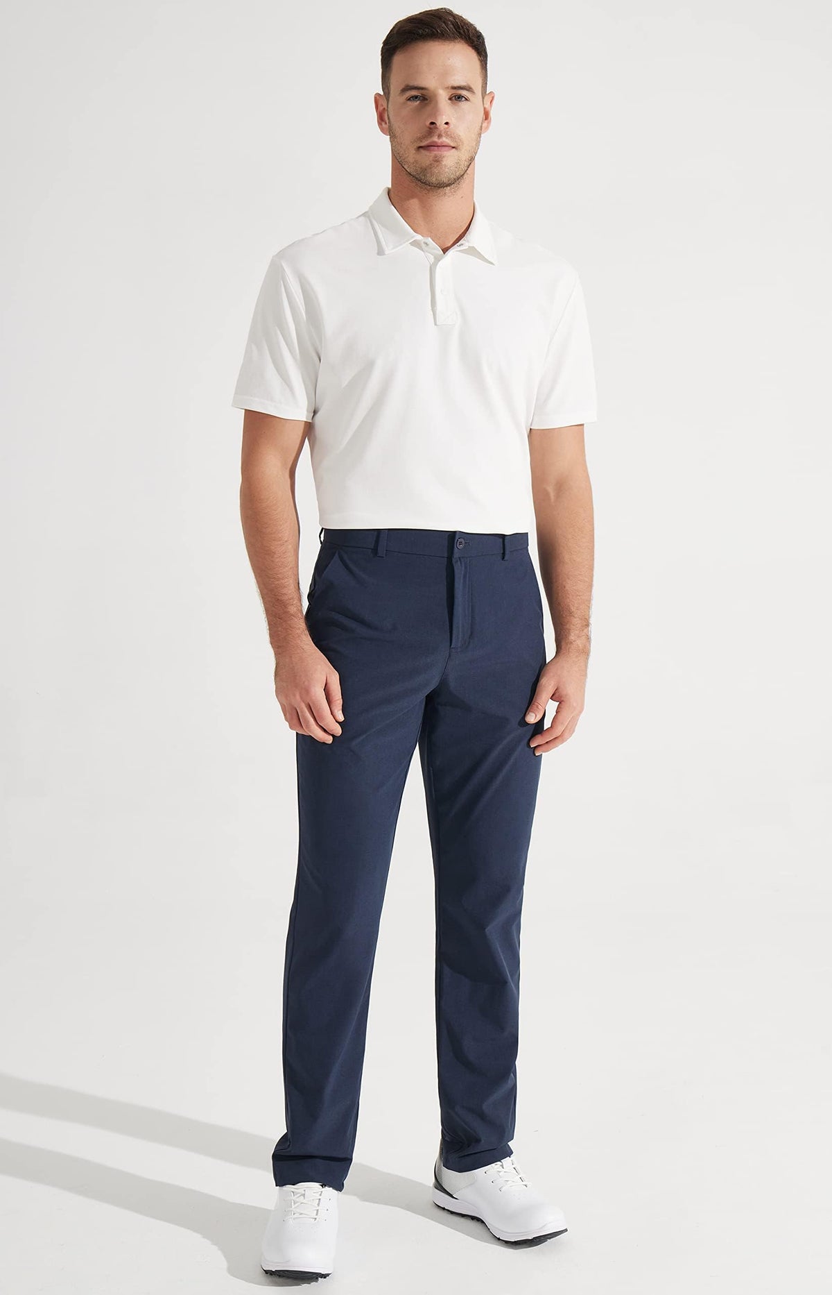 Libin golf pants back view with secure back pockets and clean silhouette.
