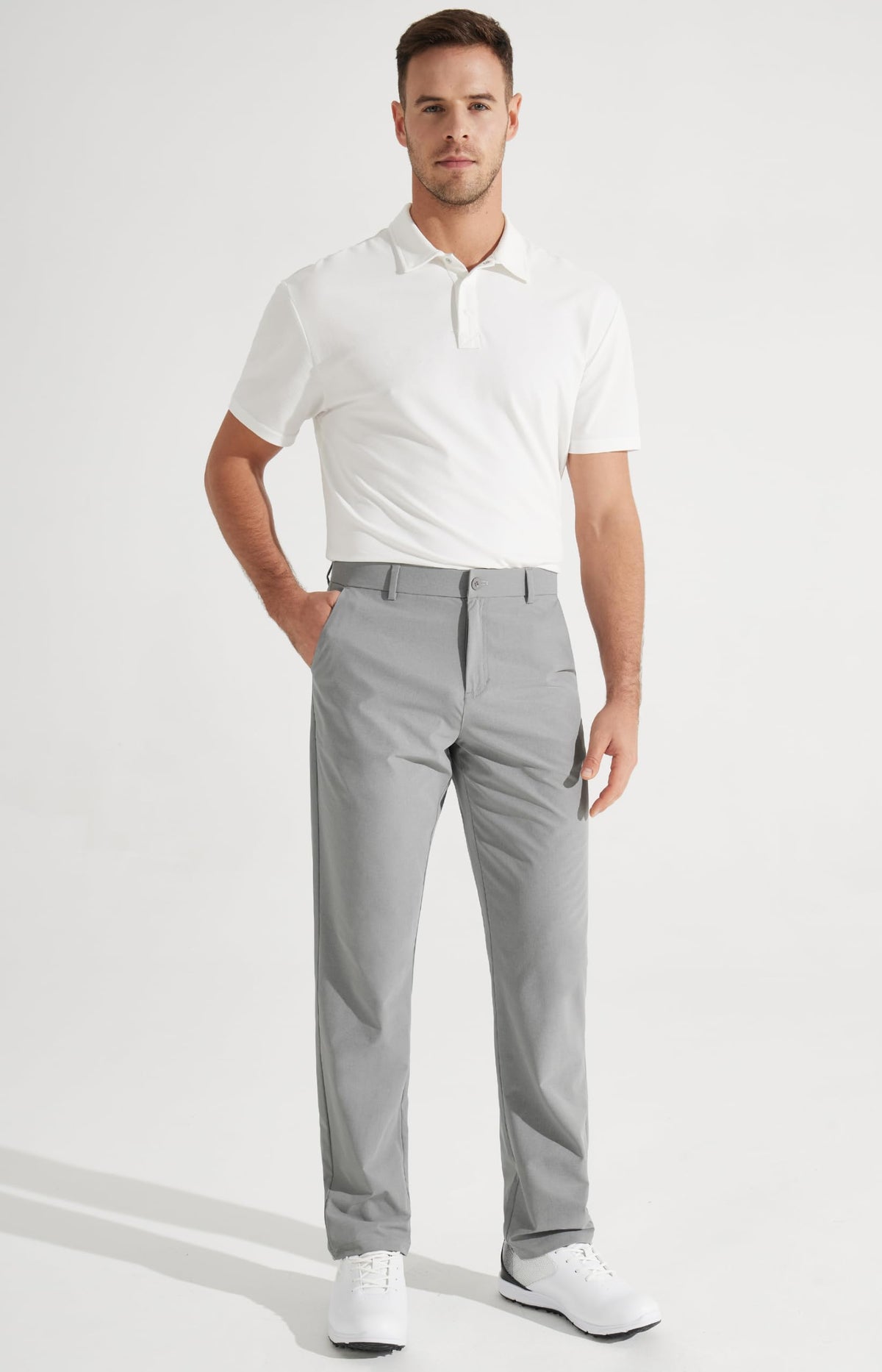 Libin mens golf pants belt loop detail illustrating versatile waist fit