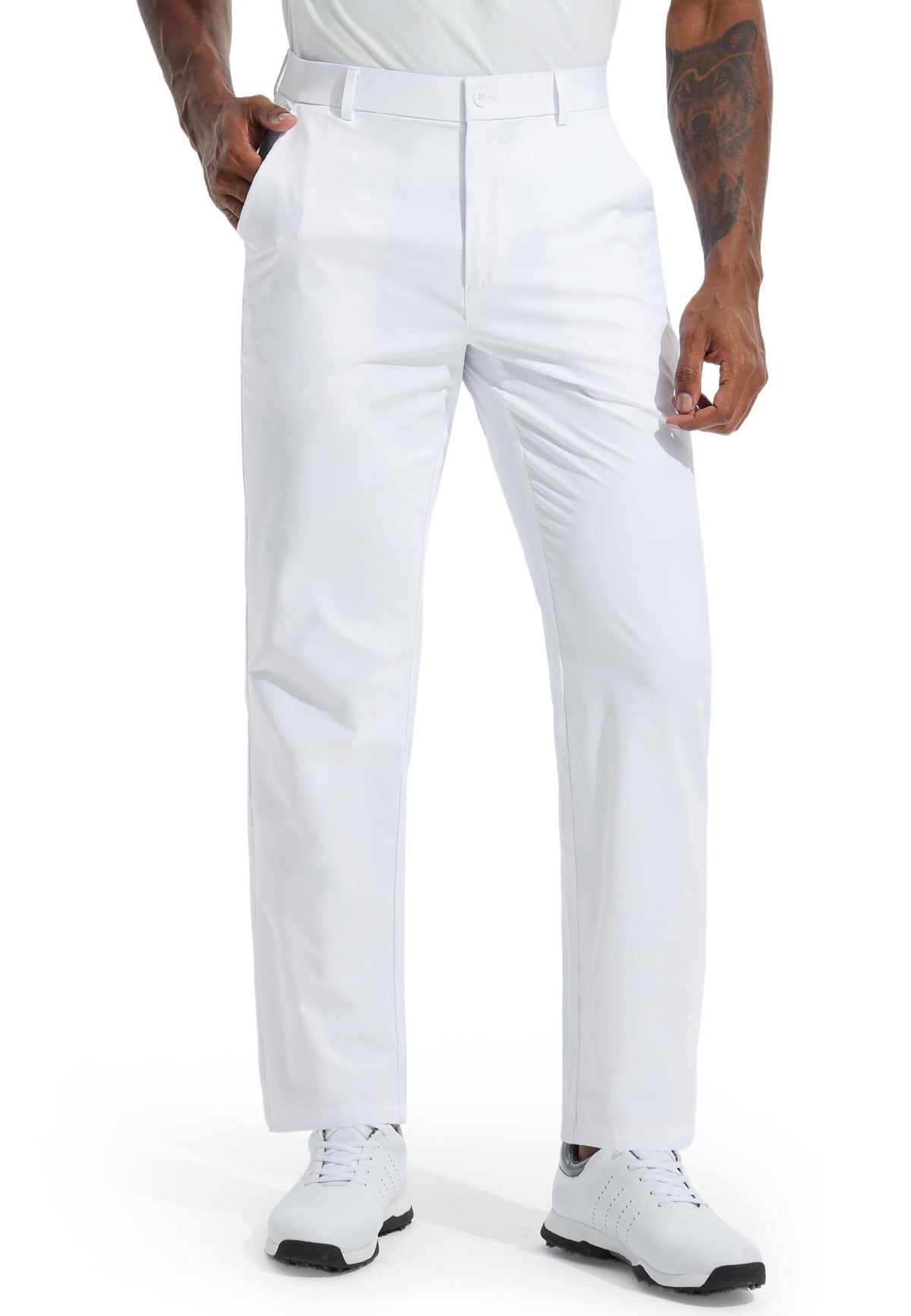 Libin men's golf pants front view with quick-dry fabric for all-day course comfort.