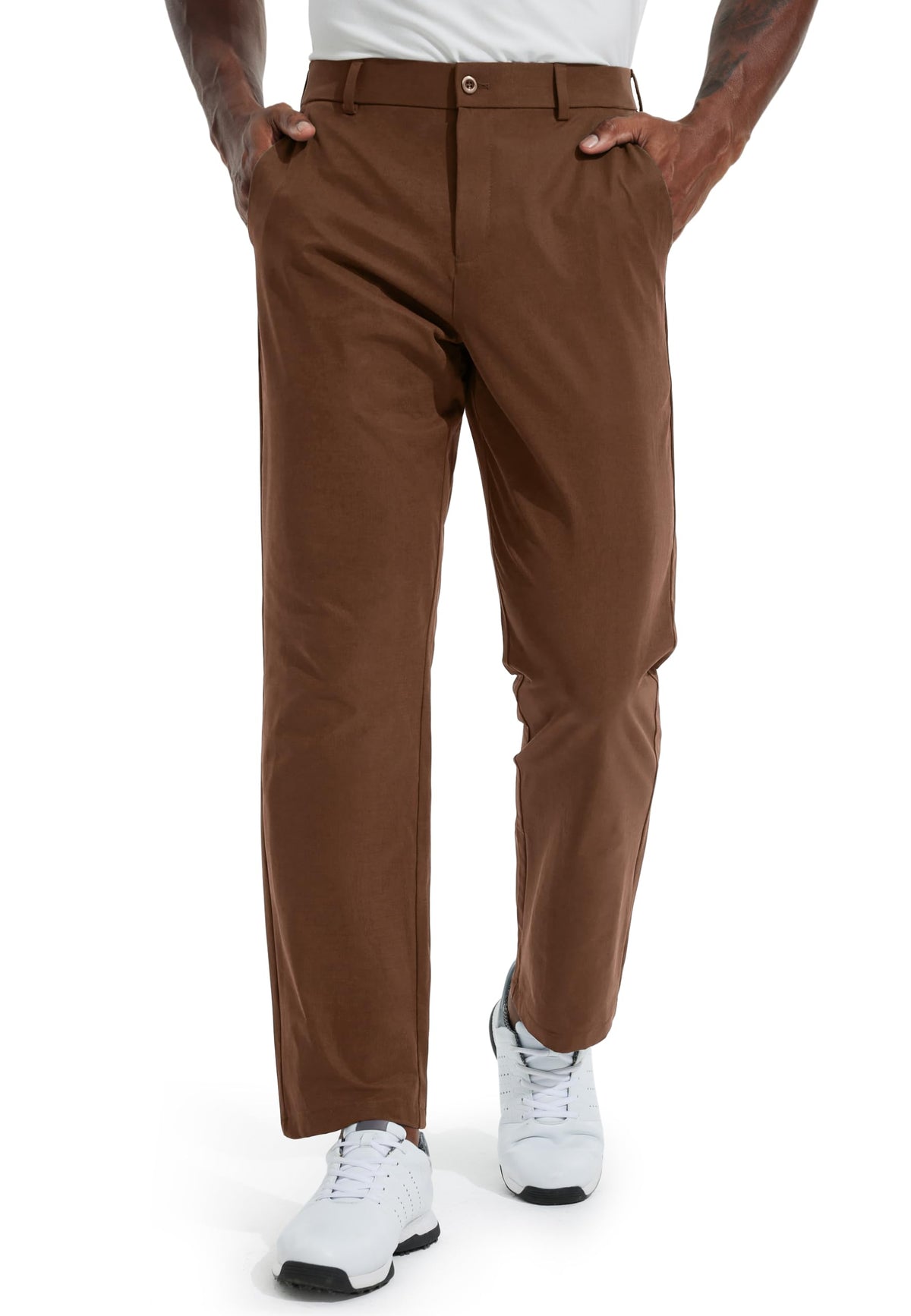 Libin men's golf pants front view showing pockets for on-course storage