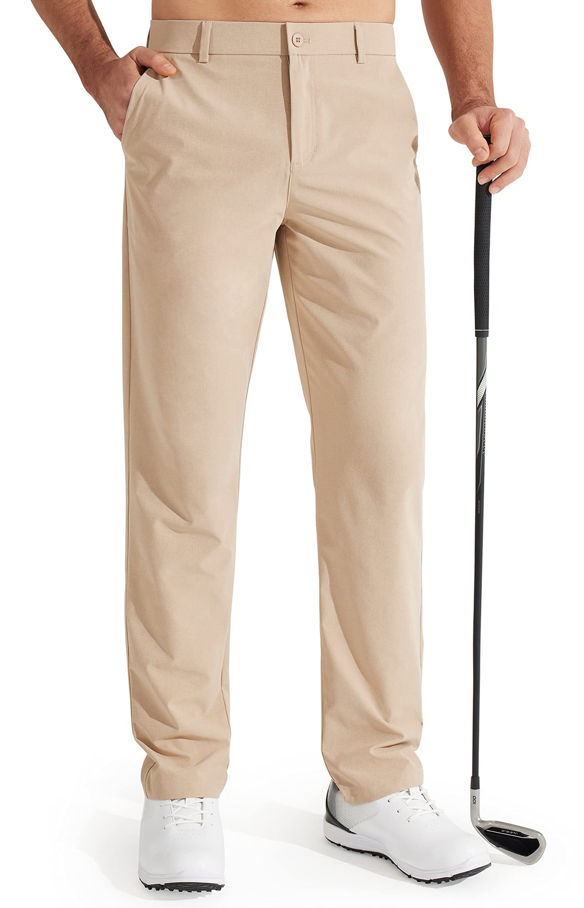 Libin men's golf pants front view showing classic fit for versatile daily wear.