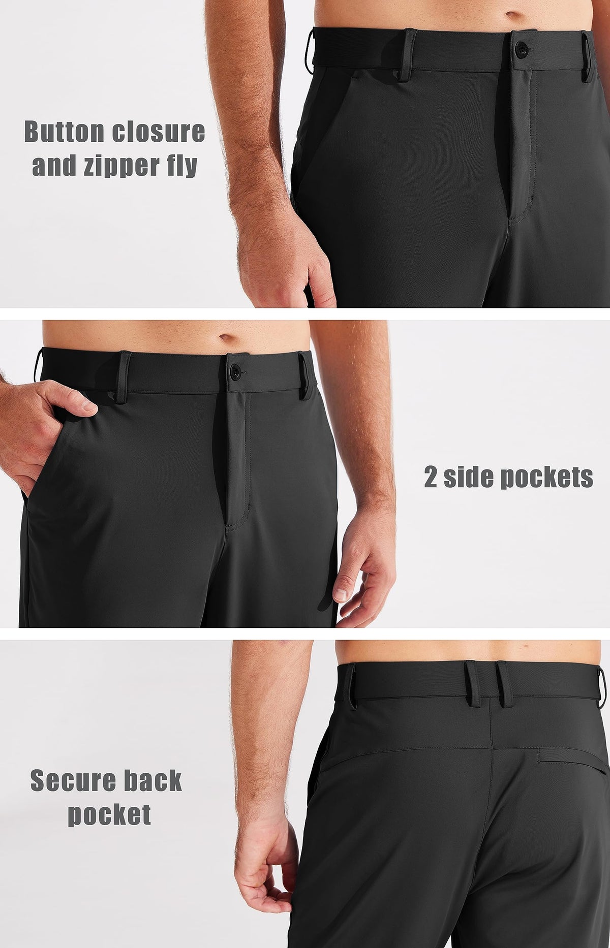 Libin men's golf pants side pocket for golf balls and cards during play.