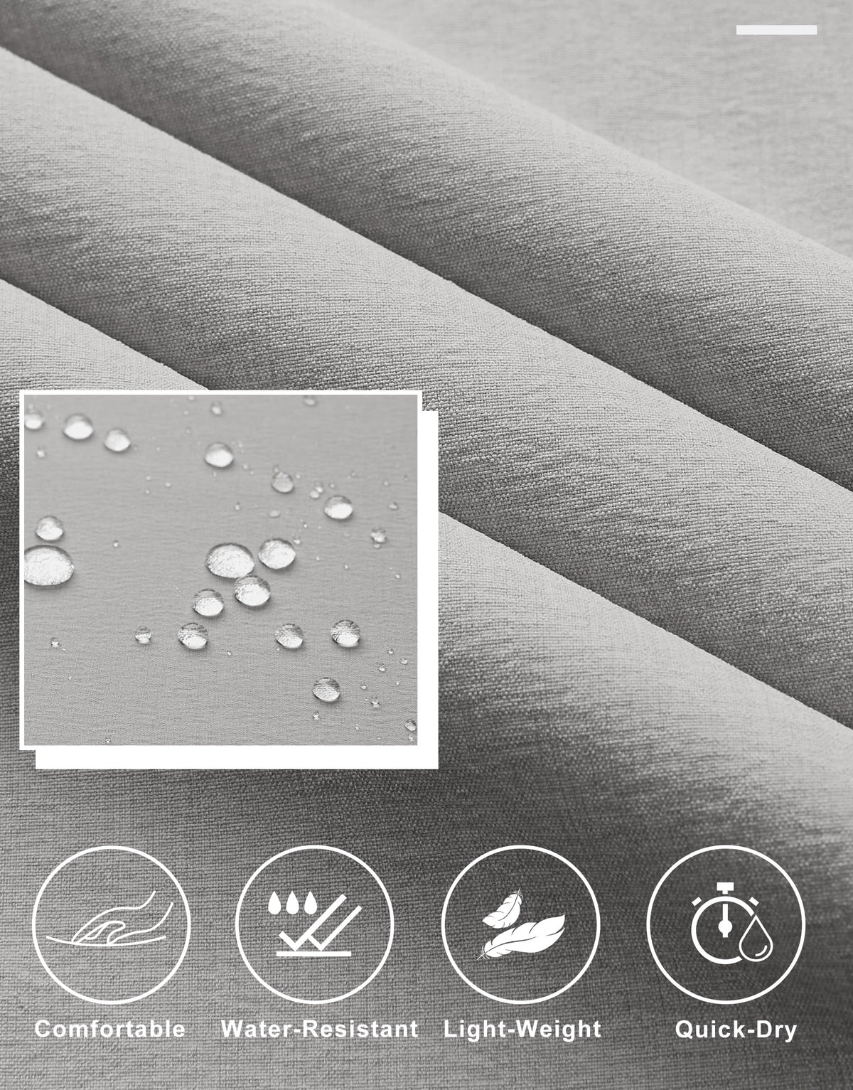Libin fabric in light rain readiness to handle brief showers.