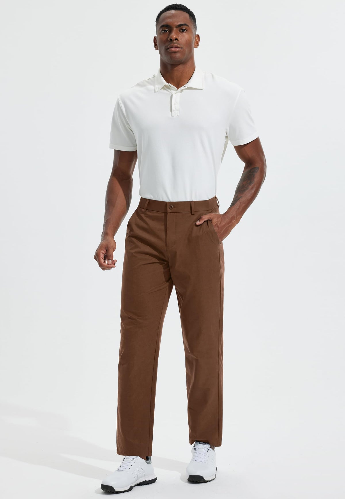 Libin men's golf pants worn on course, versatile for sport and casual wear.