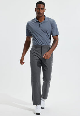 Libin men's golf pants model wearing deep grey 34-inch length.