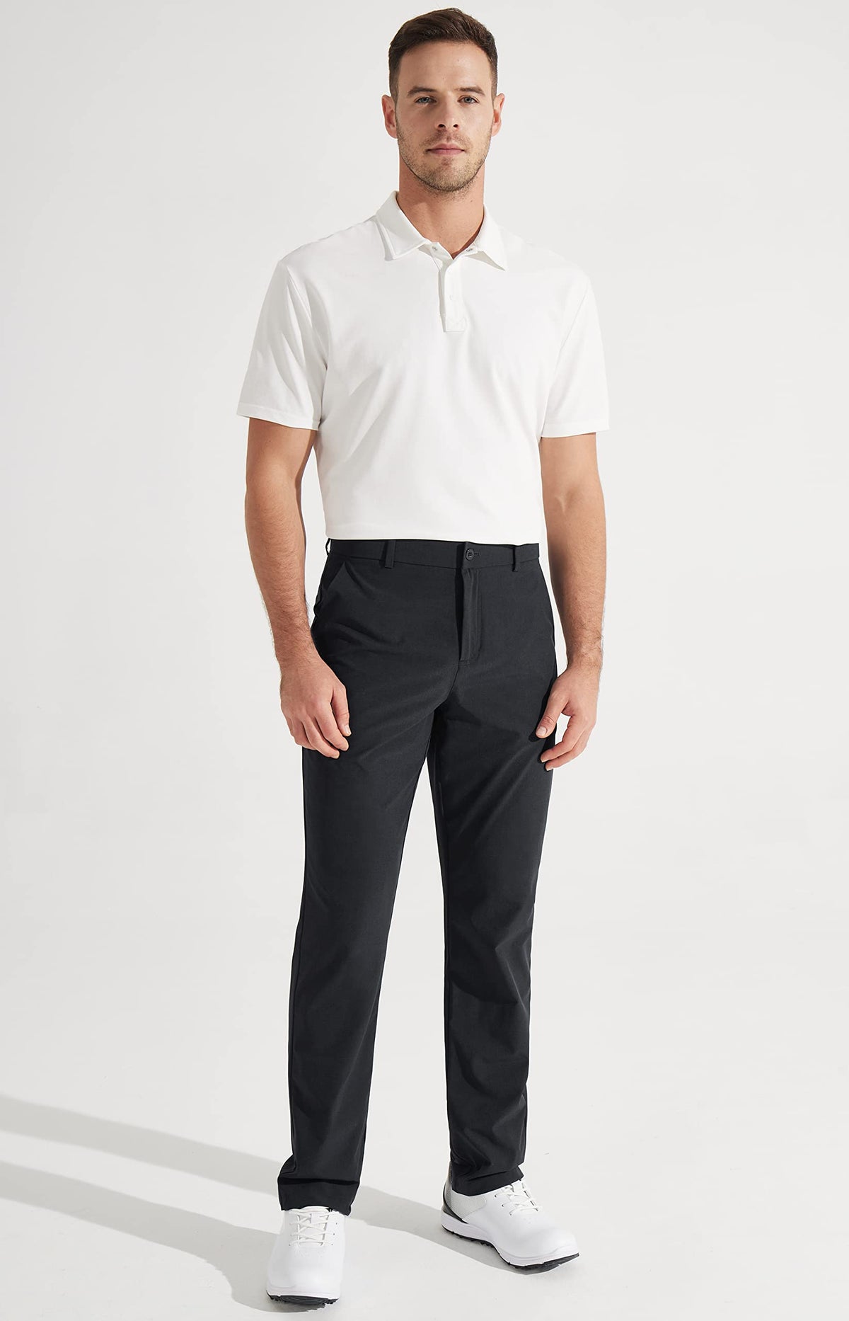 Libin men's golf pants back pocket detail emphasizing secure storage during play.