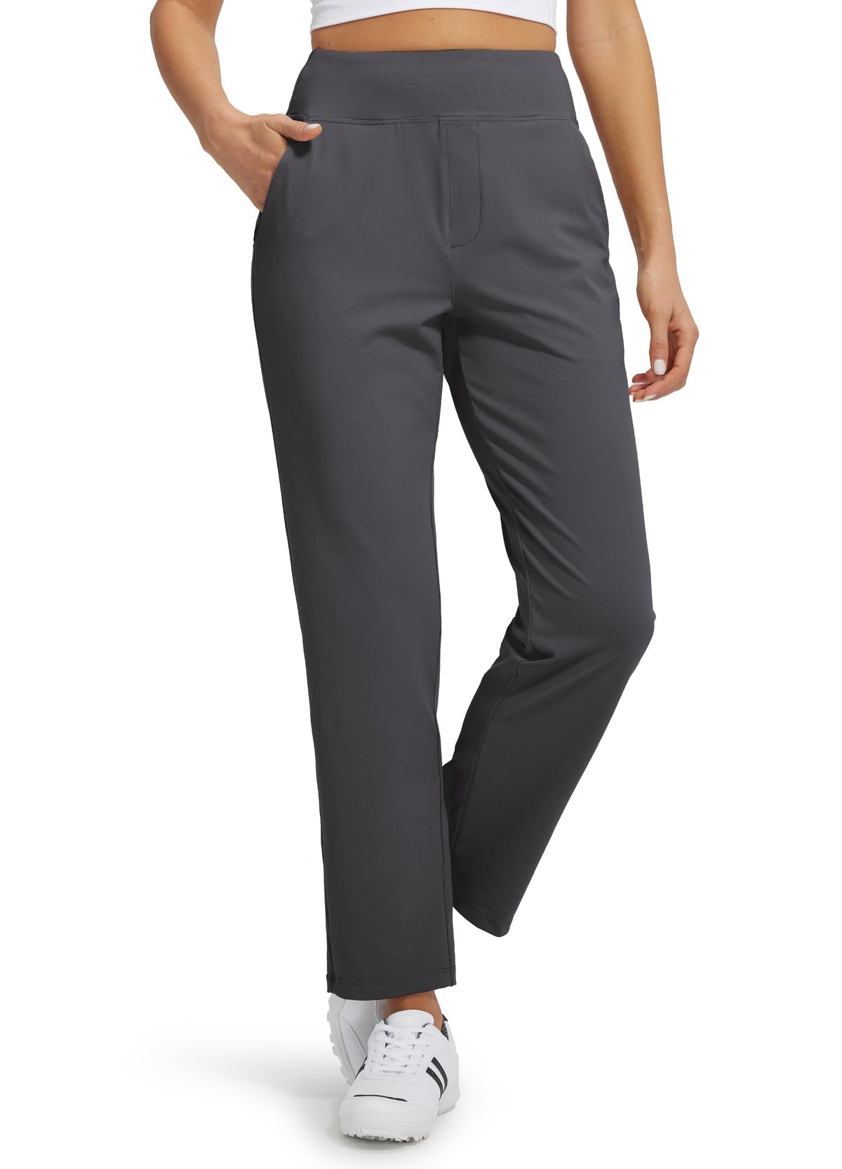 Libin women's athletic sweatpants in dark grey with four pockets for travel