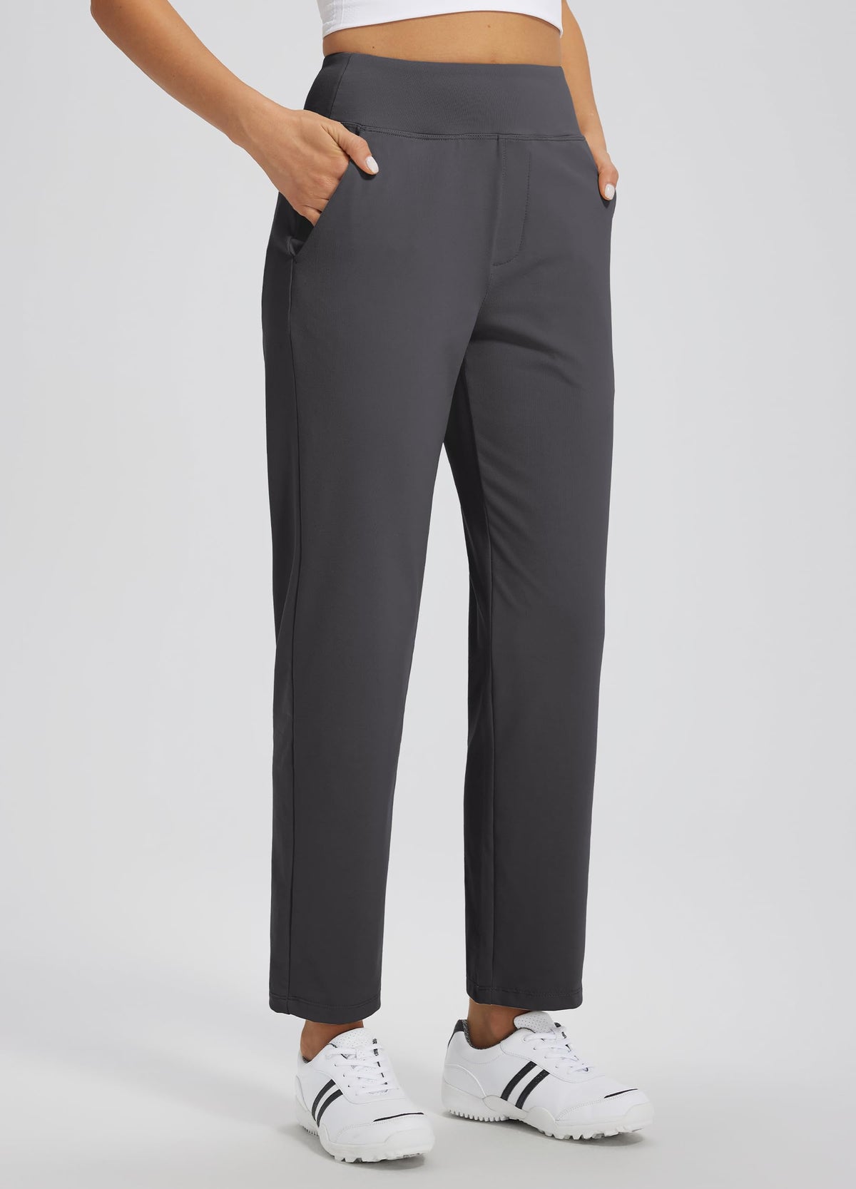 Libin travel pants side view highlighting deep pockets for essentials