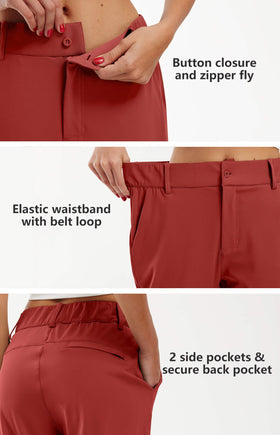 Libin women's 4-way stretch golf joggers, back pocket view, secure storage on the course.