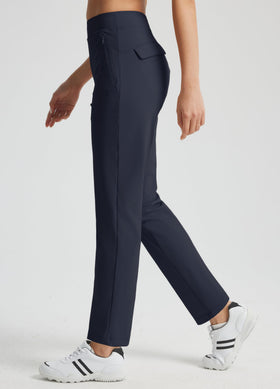 Libin women's golf pants flat waistband with mock fly for versatile wear