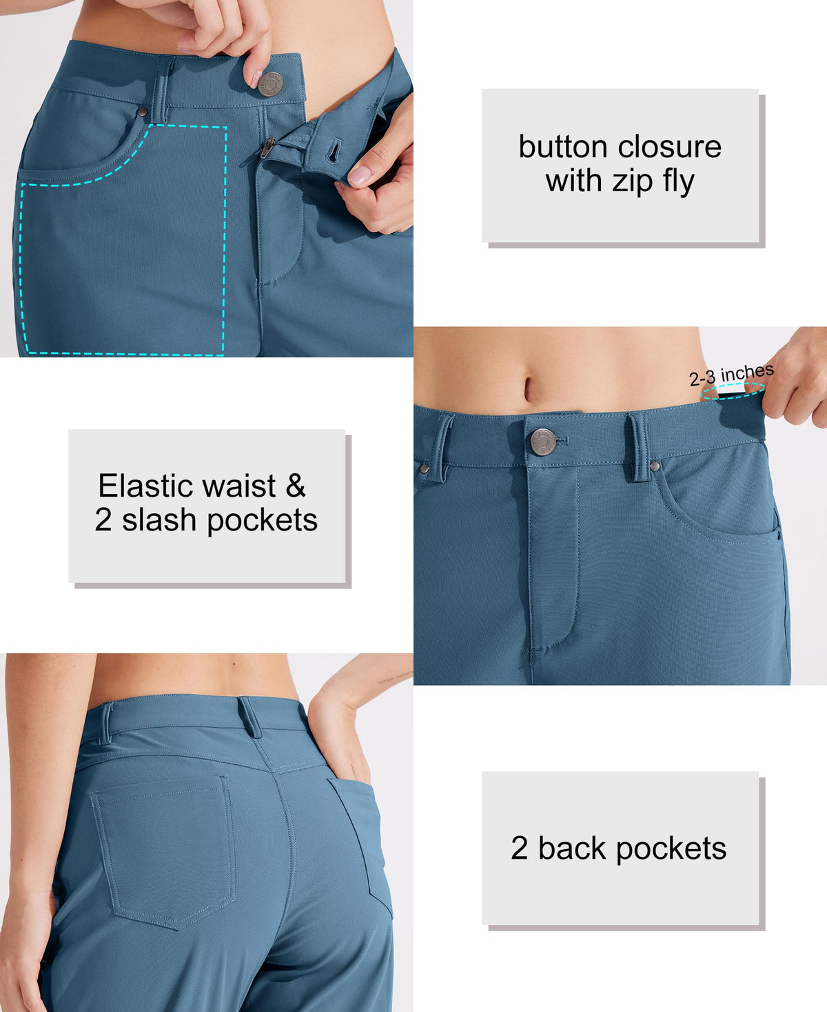Libin pants with four pockets for secure storage during travel or golf.