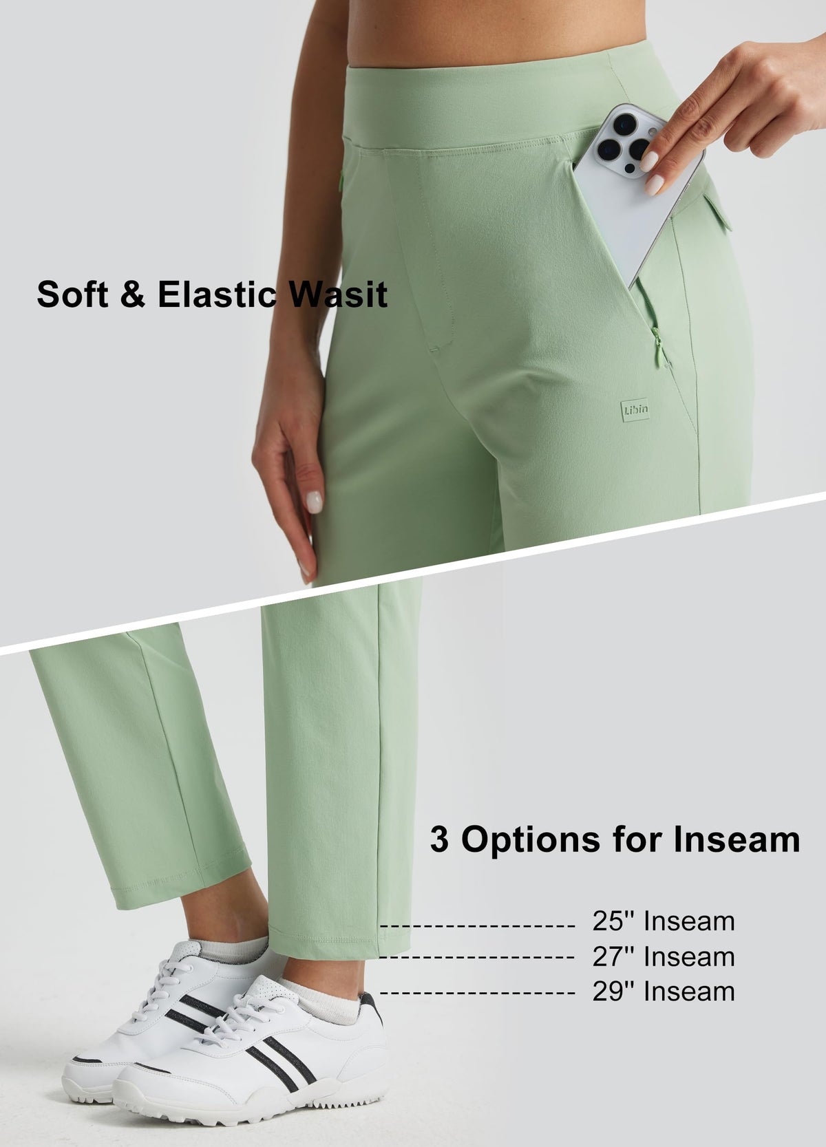 Libin women's golf pants in UPF50 breathable fabric for sun protection and comfort