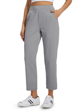 Libin women's 4-pocket pants front view in dusty blue, versatile for travel and work.
