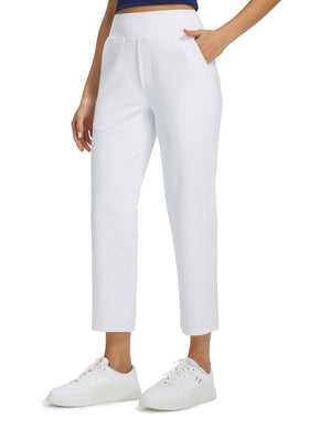 Libin women's pants front view showing four pockets for travel essentials.