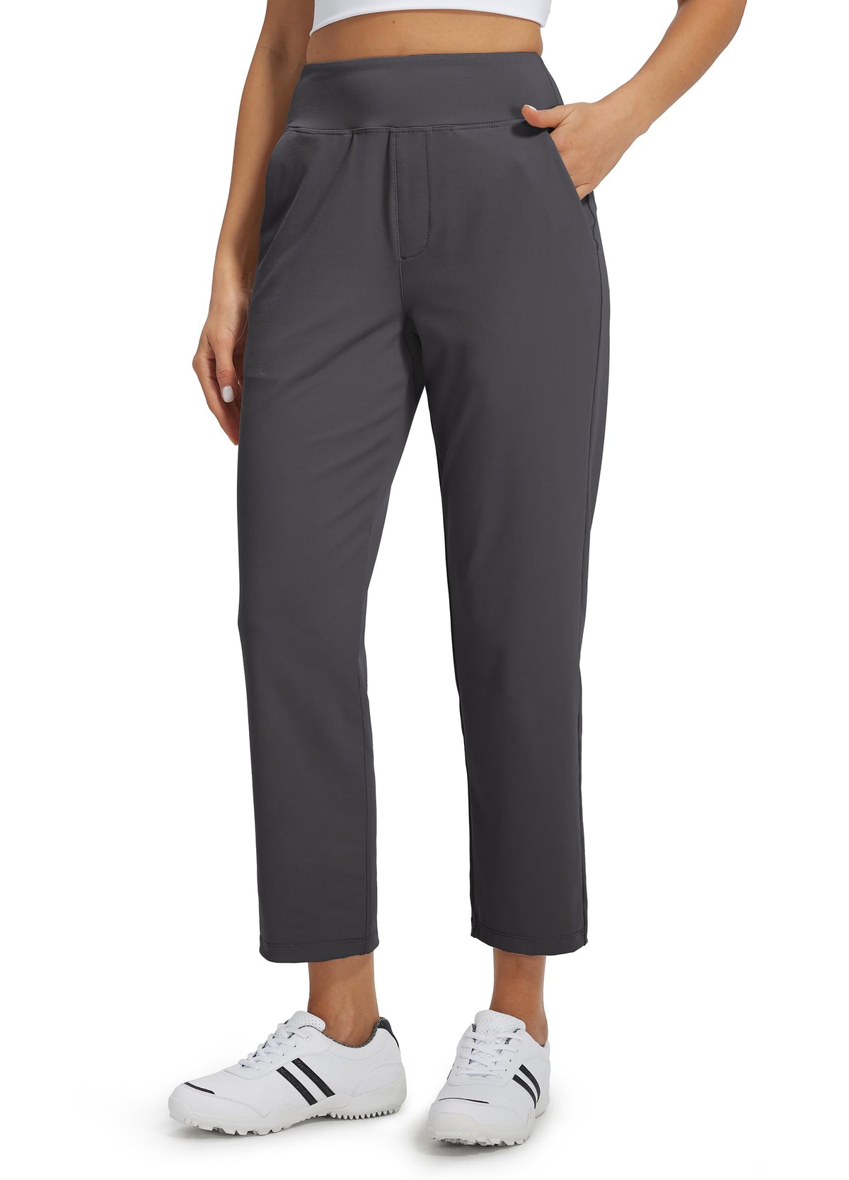 Libin women's pants front view with the 4-pocket design for travel storage