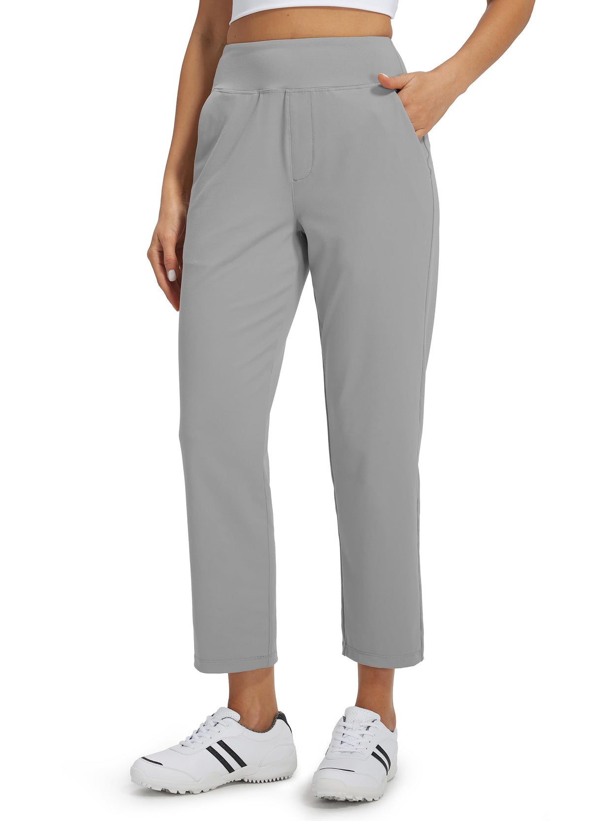 Libin women's 4-pocket front view pants ideal for travel with easy access to essentials.