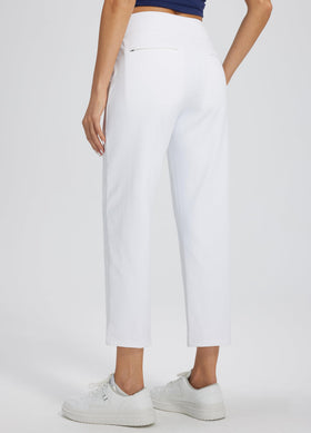 Libin 29-inch tall-length ankle pants elongate the silhouette.
