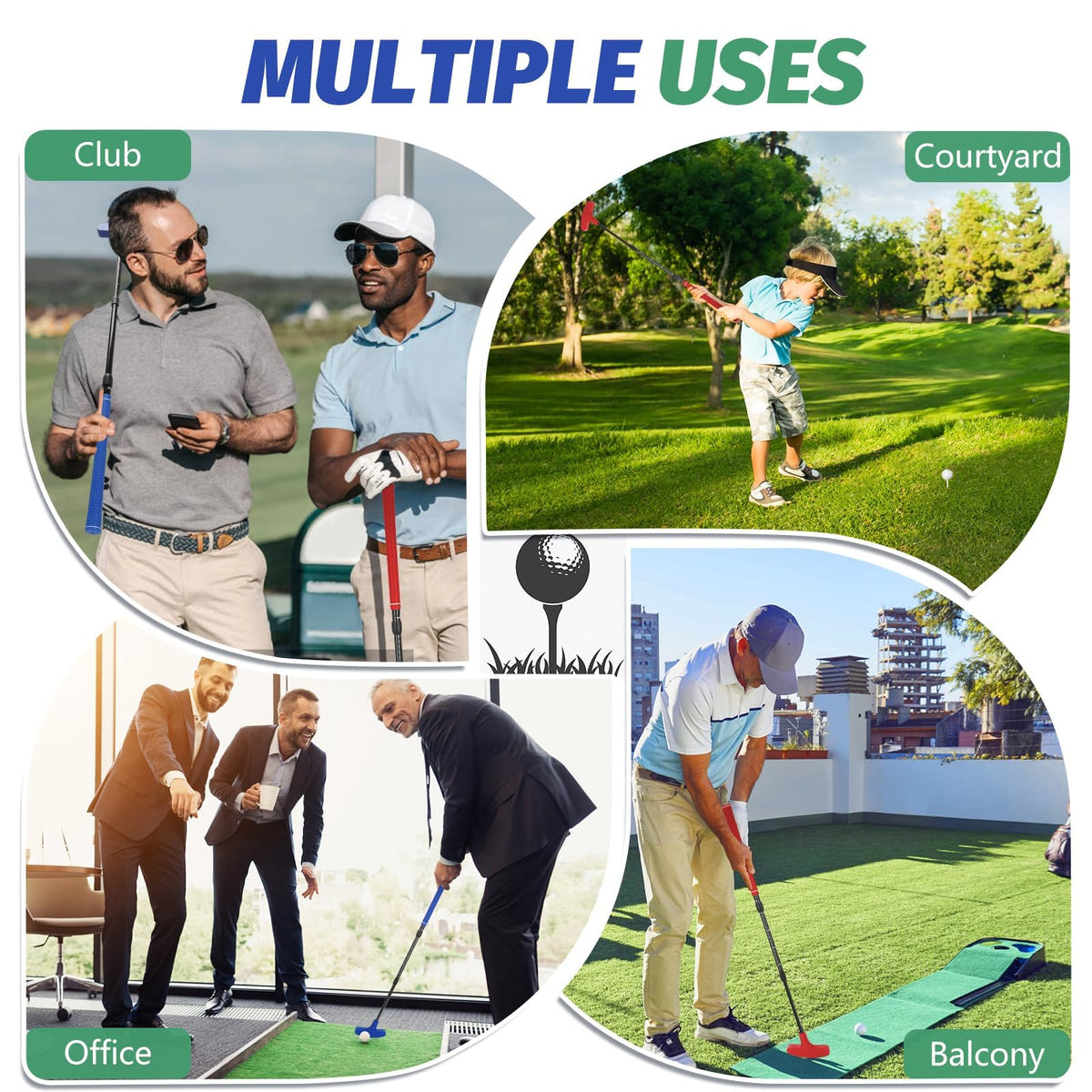 Lievermo portable golf set fits in a bag for on-the-go practice.