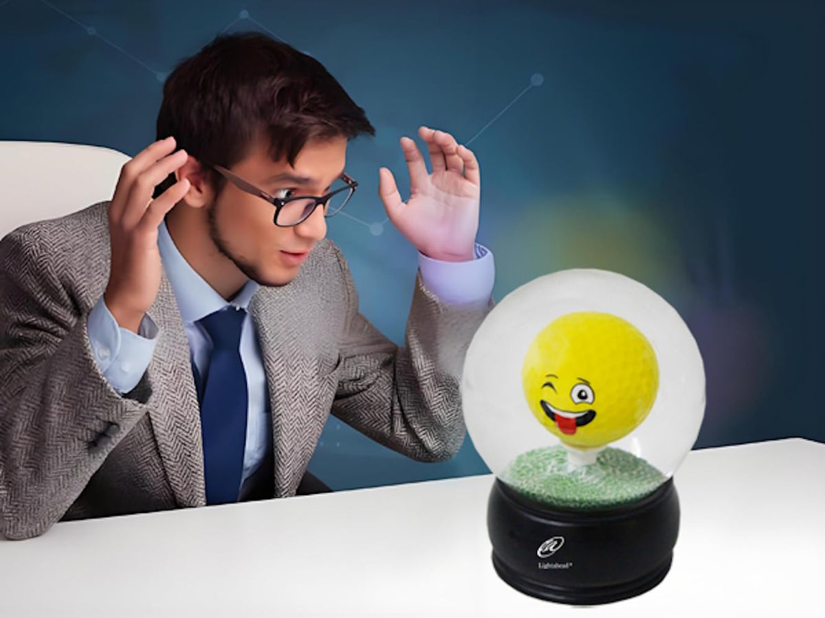 Lightahead Emoticon Golf Ball Globe tilt and twist to land on the tee