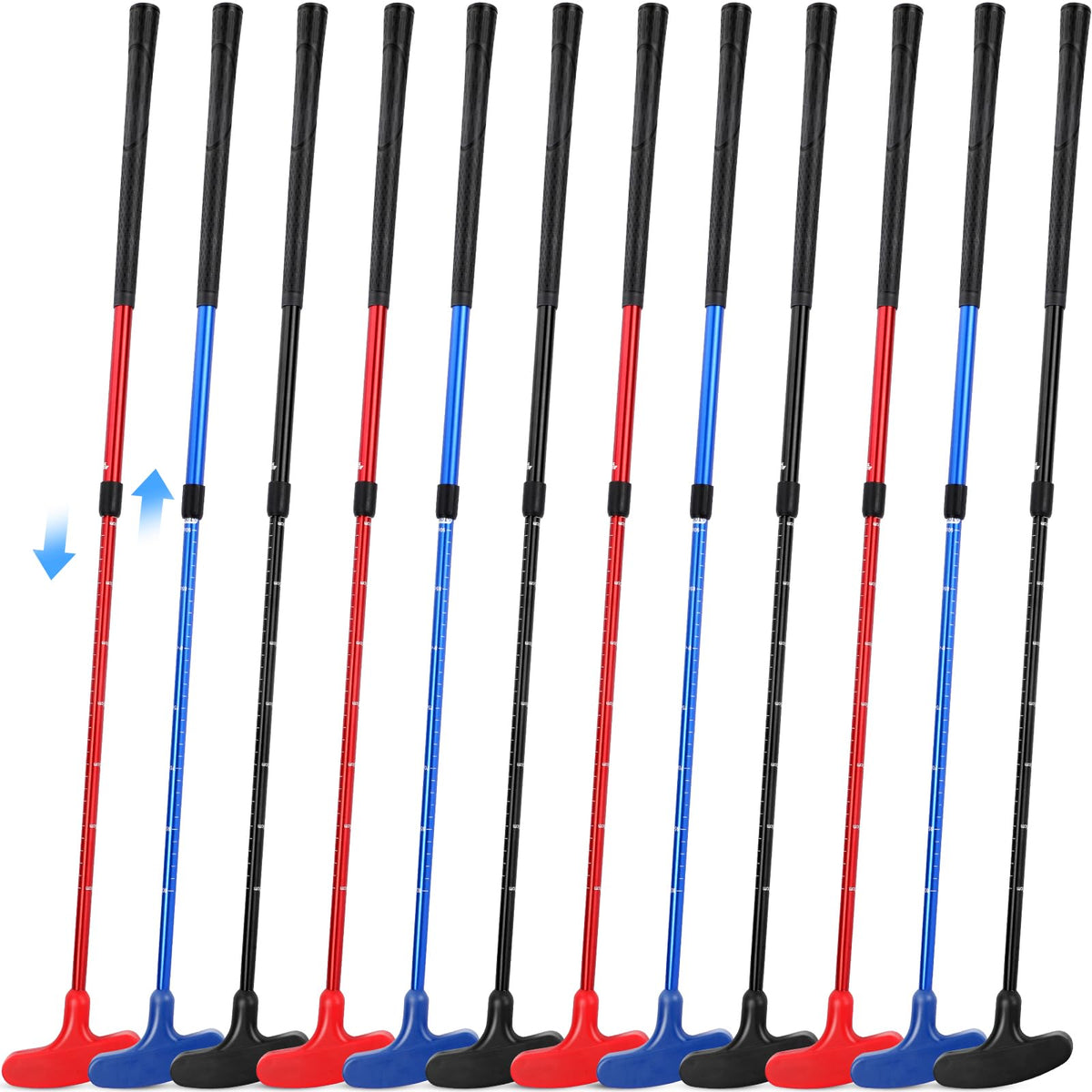 Liliful 12-pack putters in black, blue and red for versatile training.