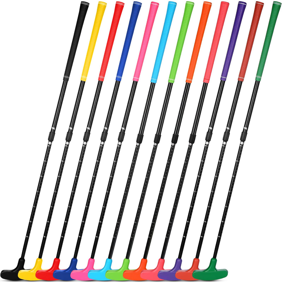 Liliful 12-pack golf putters in bright colors for kids' practice and family fun.