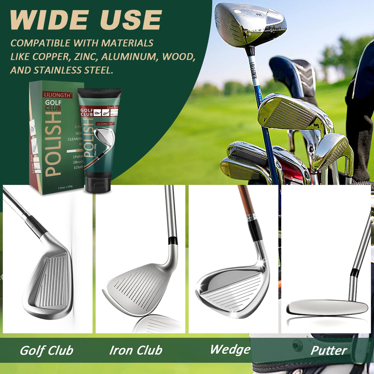 LILIONGTH rust-removal action refreshes worn clubs for better groove.