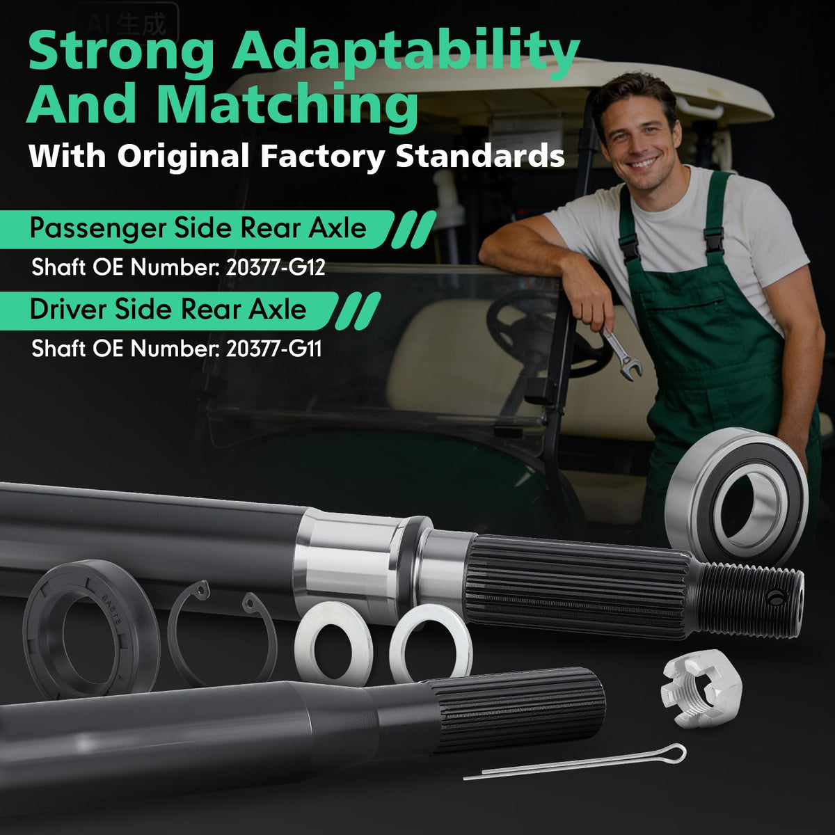 LINKCRO EZGO splined axle passenger side for rear drive
