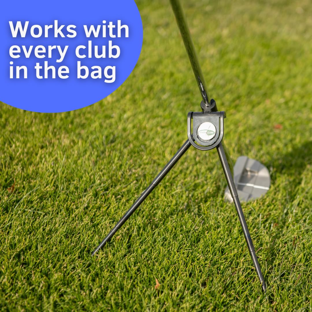 Links Caddie stands at the driving range for quick use.