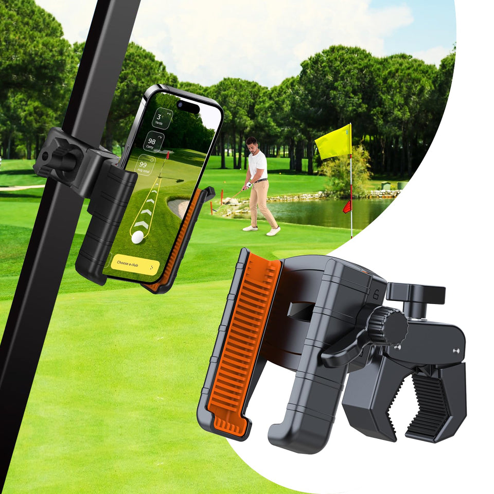 Linwetra golf cart phone holder 360-rotatable for versatile viewing during smooth or bumpy drives.